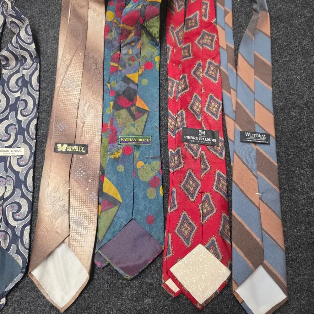 Vintage Designer Silk Tie Lot Yves Saint Laurent Armani Canali Balmain 9pc